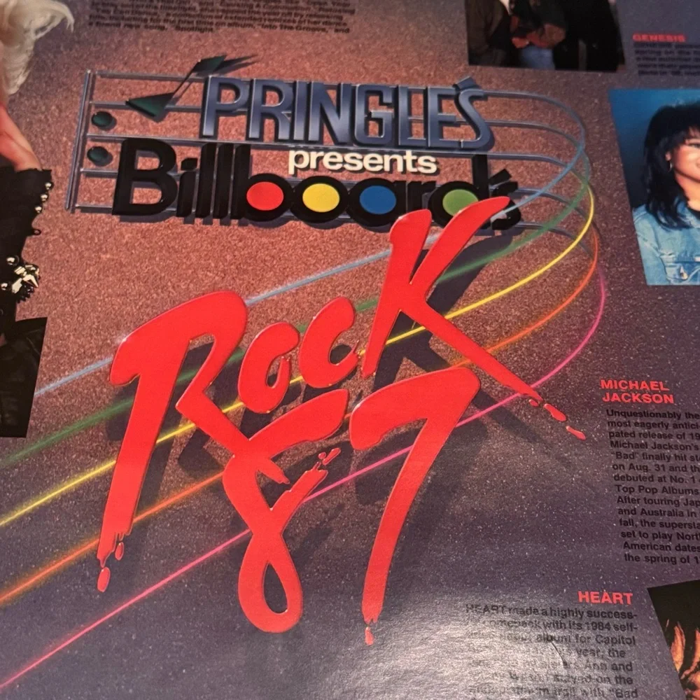 Pringles Billboard Rock ’87‎ 1987 Promo Poster Madonna Bon Jovi U2 Whitney